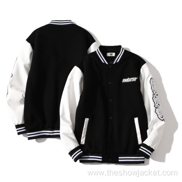 Mens Baseball Varsity Jacket with Applique Logo Customized
